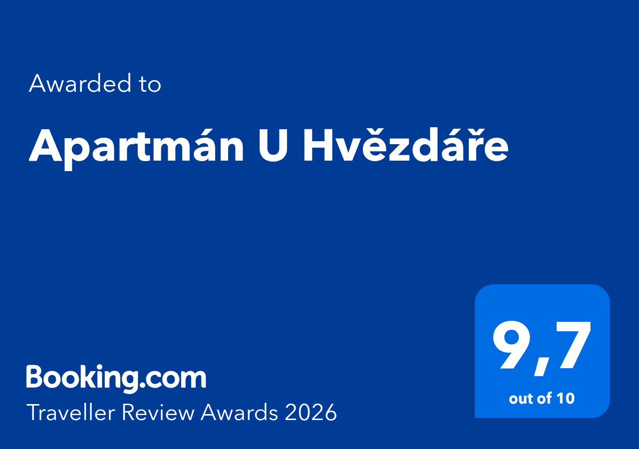 Booking.com Traveller Review Awards 2026 – Apartmán U Hvězdáře (9,7/10)